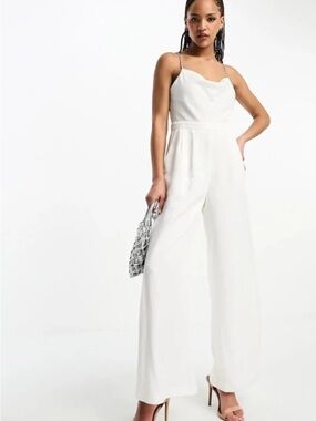ANTONIO MELANI White Wide-Leg Cowl-Neck Jumpsuit
